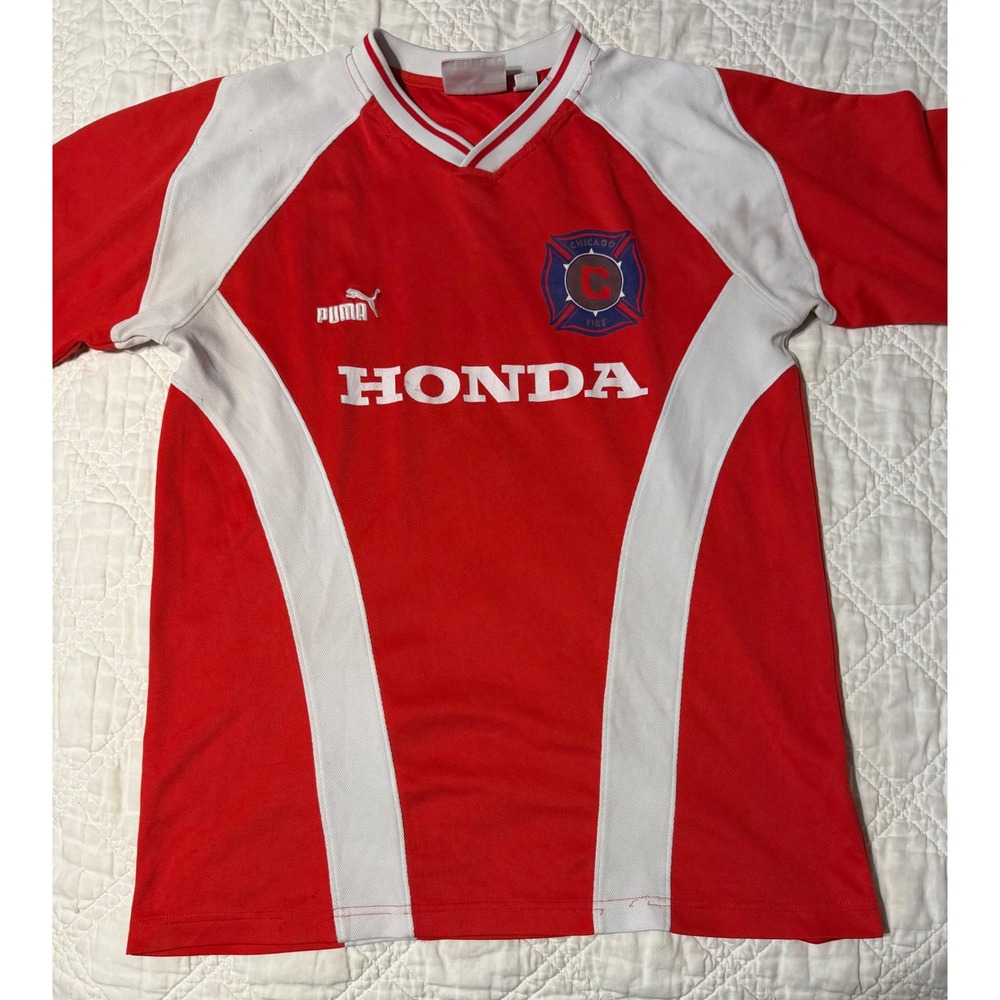 Puma Chicago Fire Jersey Mens Medium Red Honda MLS Soccer Kit Vintage
